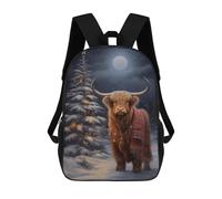 sinyumoney Highland Cow Xmas School Backpack Water Resistant Computer Rucksack for Campus Outdoor Travel Sports 17inch