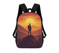 sinyumoney Hiking Mountain Vintage 3D Printed School Backpack Casual Children's Backpacks 3D Printed School Bag for Boys Elementary And Middle 17inch