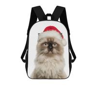 sinyumoney Himalayan Cat with Santa Hat Portrait School Backpack Daypacks Business Backpack Water Resistant Bookbag for Men/Women 17inch