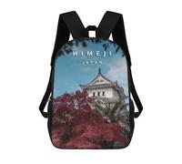sinyumoney Himeji Castle Backpack, Children's Backpack, Student School Bag Bookbag Rucksack, 3D Printed School Bag for Boys Girls 17inch