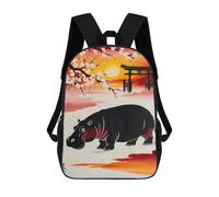 sinyumoney Hippo Japan Painting Backpack Cartoon Plush Bag, 3D Backpack for Kids School Bag Birthday Gift Idea for Boys And Girls 17inch