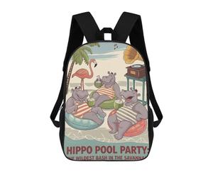 sinyumoney Hippo Pool Party in The Savannah Rucksack Computer Rucksack for School/Work/Travel for Teenage Girls Boys Women Men 17inch