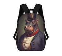 sinyumoney Hippo Portrait Backpack School Lightweight Schoolbag Dayback Bookbag College for Men, Women & Teenage Boys 17inch