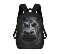 sinyumoney Hippo Portrait on Dark Backpack School Bag Rucksack Casual Daypacks School Work Travel Bag for Girl, Teen Girls 17inch
