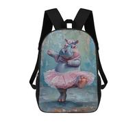 sinyumoney Hippopotamus Ballerina Painting School Backpack Lightweight Schoolbag Dayback Bookbag College for Camping Outdoor Adventures And Daily Travel 17inch