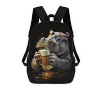 sinyumoney Hippopotamus Beer School Bags Large Lightweight Casual Backpack- Perfect for Travel, Work And Daily Use 17inch