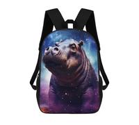 sinyumoney Hippopotamus in Space Kids School Backpack 3D Printed Backpacks Fashion School Bag Rucksacks for Boys Elementary And Middle School Students 17inch