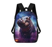 sinyumoney Hippopotamus in Space School Backpack Large Lightweight Casual Backpack for Girls Boys Teenage 17inch