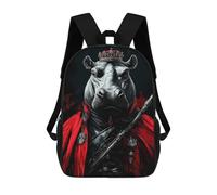 sinyumoney Hippopotamus King Animal Kids Backpack 17 Inch School Bag 3D Printed Cartoon School Backpacks for Boys And Teenager School Students