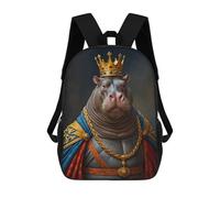 sinyumoney Hippopotamus King Backpack School Bag Business Laptop Rucksack Bag Unisex Casual Daypack for Teenage Girls Boys Women Men 17inch