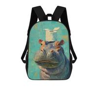 sinyumoney Hippopotamus with Toilet Paper Hat Backpack School Bag Daypacks Business Backpack Water Resistant Bookbag for Girls Boys Teenage 17inch