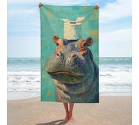 sinyumoney Hippopotamus with Toilet Paper Hat Towels Bathroom Super Soft Feel Goal Design Beach Towel Travel Essentials for Pool Or Bath 130cm*80cm