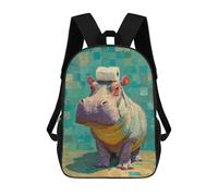 sinyumoney Hippopotamus with Toilet Paper Roll-2 Backpack School Lightweight Airport College Students Back Pack for Girl, Teen Girls 17inch