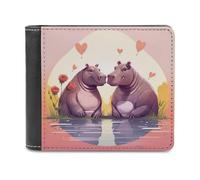sinyumoney Hippos in Love at Sunset 3D Print Wallet Bills Credit Cards Leather RFID Banknote Compartments Fashion Slim Wallets Youth Guys 11.7cm*9.5cm