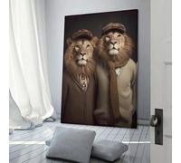 sinyumoney Hipster Lion Brothers Canvas Wall Art Prints Hanging Poster Yoga Studio Room Decor Inner Peace Reiki Wall Art Spiritual Healing Gift for Family Friend 20x30inch(50x75cm)