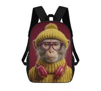 sinyumoney Hipster Monkey Fashion Icon School Bag 3D Printed Children's School Backpack Casual Fashion Travel Backpacks for Kids School Students 17inch