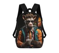 sinyumoney Hipster Monkey Sipping Coffee 3D Printed 17inch Kids School Bag Rucksacks Children's School Fashion Casual Back Pack High Capacity Travel Book Bags
