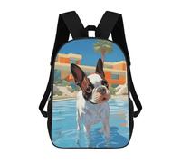 sinyumoney Hollywood Boston Terrier Backpack School Bag High Secondary School Bags Casual Backpack for Teenage Girls Boys Women Men 17inch