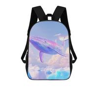 sinyumoney Holographic Whale Backpack 3D Printed Children's School Backpack for Kids High Capacity Travel Rucksacks Book Bags Kids School Bag Back Pack 17inch
