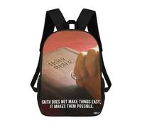sinyumoney Holy Bible Quote Children's Backpacks School Backpack 3D Printed for Kids Travel Rucksacks Book Bags Kids 17inch School Bag