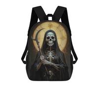 sinyumoney Holy Death Devotion Backpacks Kids Student Schoolbag,3D Printed Backpacks,Elementary And Middle School Students Backpacks for Boys Girls 17inch