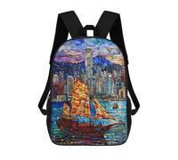 sinyumoney Hong Kong Harbor Sunset School Backpack Secondary Causal Travel High School Bags for Teenage Girls Boys Women Men 17inch