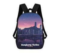 sinyumoney Hong Kong Skyline Night Backpack School Bag Large Water Resistant Laptop Backpack for School/Work/Travel 17inch