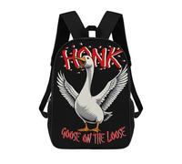 sinyumoney Honk Goose on The Loose Backpack 3D Printed Children's School Backpack for Kids High Capacity Travel Rucksacks Book Bags Kids School Bag Back Pack 17inch