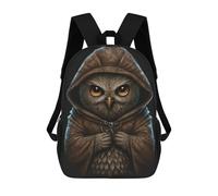sinyumoney Hoodie Angry Owl Children's Backpack, 3D Printed School Backpack, Backpack for Boys Girls, Adjustable School Bag for Primary School 17inch