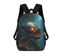 sinyumoney Horror Piranha Dark Demon Backpack School Bag Backpack For Girls Boys Backpacks Large Capacity Kids Backpack Lightweight School Bags For Kids Students 17inch