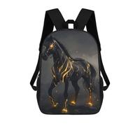sinyumoney Horse Black Fantasy Glow Ronaldo Backpack, Children's Backpack, Student School Bag, Book Bag, 3D Printed School Bag For Boys And Girls, 17inch