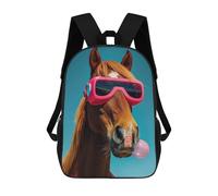 sinyumoney Horse Bubblegum Backpacks Children's Backpacks School Bag 3D Printed Children's School Backpack Fashion Travel Backpacks for Kids Elementary Middle School 17inch
