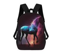 sinyumoney Horse Galaxy Night School Bags Lightweight Casual Daypack School Backpacks for School/Work/Travel 17inch