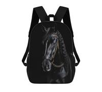 sinyumoney Horse Gold Dark Backpack School Bag Lightweight Schoolbag Dayback Bookbag College for Girl, Teen Girls 17inch