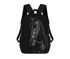 sinyumoney Horse Gold Dark Backpack School Bag Lightweight Schoolbag Dayback Bookbag College for Girl, Teen Girls 17inch
