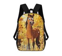 sinyumoney Horse in Autumn Forest Children's Backpacks School Backpack 3D Printed Backpack for Kids Travel Rucksacks Book Bags Kids School Bag 17inch