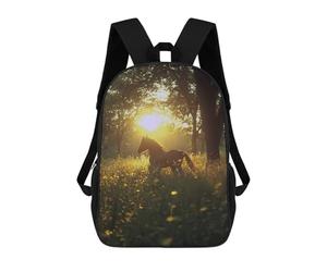 sinyumoney Horse in Golden Meadow at Sunset Backpack School Bag School Secondary High School College Backpack Travel for Girls Boys Teenage 17inch