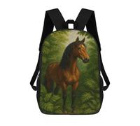 sinyumoney Horse in Jungle Painting Children's 17 Inch School Backpack 3D Printed Cool Knapsack for Kids Travel Rucksacks Book Bags Kids School Bag