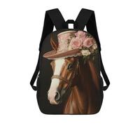 sinyumoney Horse in Pink Hat School Backpack Large Water Resistant Laptop Backpack for Teenage Girls Boys Women Men 17inch