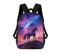 sinyumoney Horse In Space Animal Backpacks Kids 17inch School Backpack School Bag 3D Printed School Bag for Boys Elementary And Middle School Students