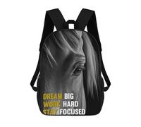 sinyumoney Horse Inspirational Quotes Backpack 3D Printed Kids School Backpack High Capacity Travel Backpacks Book Bags Kids Backpack 17inch