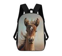 sinyumoney Horse Pastel Crown Backpacks Kids School Backpack School Bag 3D Printed School Bag for Boys Elementary And Middle School Students 17inch