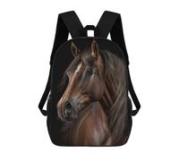 sinyumoney Horse Portrait on Dark Children's Backpacks School Backpack 3D Printed for Kids Travel Rucksacks Book Bags Kids 17inch School Bag