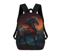 sinyumoney Horse Running 2 Backpack School Bag Business Laptop Rucksack Bag Unisex Casual Daypack for Men/Women 17inch