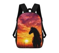 sinyumoney Horse Silhouette Sunset Backpacks 3D Printed Kids School Backpack Outdoor Casual Daypack Fashion Casual Children Backpacks Cute Travel Bags 17inch