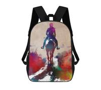 sinyumoney Horseback Rider Watercolor Rucksack Daypacks Business Backpack Water Resistant Bookbag for Men/Women 17inch