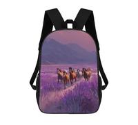 sinyumoney Horses Running in Lavender Field Backpack School Bag Business Durable Laptop Bag for Boys/Girls/Teenagers 17inch