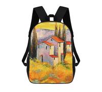 sinyumoney Houses near The Mountains Backpack, Children's Backpack, Student School Bag Bookbag Rucksack, 3D Printed School Bag for Boys Girls 17inch