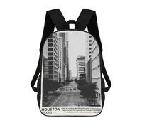 sinyumoney Houston City 3D Printed 17inch School Bag Children's School Backpack Travel Backpacks Casual Fashion Bag for Kids School Students