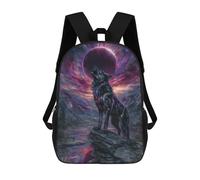 sinyumoney Howling Wolf Eclipse Fantasy Art Children's Backpacks School Backpack 3D Printed for Kids Travel Rucksacks Book Bags Kids 17inch School Bag